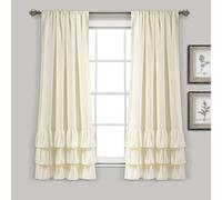 Lush Decor - Allison - Lot de 2 Rideaux de fenêtre à Volants - 160 cm de Long x 101 cm de Large - Ivoire