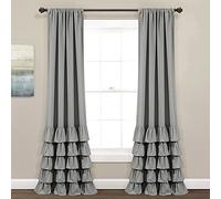 Lush Decor Allison Lot de 2 Rideaux de fenêtre à Volants, 213,4 x 101,6 cm (L x l), Gris foncé