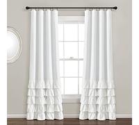 Lush Decor Allison Rideau de fenêtre 100% occultant à Volants (Panneau Simple), 213,4 cm (L) x 101,6 cm (L), Blanc