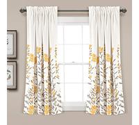 Lush Decor Aprile Paire de Rideaux de fenêtre occultants de pièce, 160 cm de Long x 132,1 cm de Large + tête de 5,1 cm, Jaune et Gris
