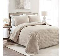 Lush Decor Ava Diamond Parure de lit 3 pièces Neutre, très Grand lit/très Grand lit Vert Citron