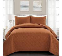 Lush Decor Ava Diamond Parure de lit surdimensionnée 3 pièces en Coton Rouille, très Grand lit