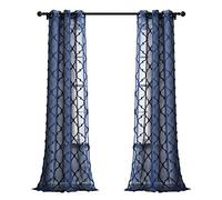 Lush Decor Avon Paire de Rideaux Transparents à œillets en Treillis Bleu Marine 213,4 x 96,5 cm