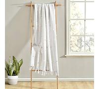 Lush Decor Boho Couverture touffetée en Coton tissé avec Franges Blanc