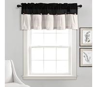 Lush Decor Cantonnière de Ferme à Boutons en Lin - 45,7 x 132,1 cm (L x l) - Noir et Blanc