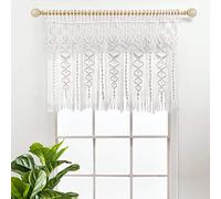 Lush Decor Cantonnière en Coton texturé macramé bohème - 101,6 cm de Large x 76,2 cm de Long - Rideaux de Cuisine et décoration Murale - Rideaux de fenêtre de Salle de Bain - Blanc