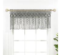 Lush Decor Cantonnière en Coton texturé macramé bohème - 127 cm de Large x 50,8 cm de Long - Rideaux de Cuisine et décoration Murale - Rideaux de fenêtre de Salle de Bain - Gris
