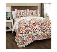 Lush Decor Clara, Couette, Coton, Turquoise et Mandarine, lit Double/Grand lit