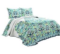 Lush Decor Clara Parure de lit réversible 3 pièces Bleu et Vert