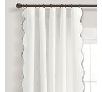Lush Decor Coastal Chic Paire de Rideaux de fenêtre à Bords festonnés, 132,1 cm de Large x 213,4 cm de Long, Gris et Blanc