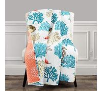 Lush Decor Coastal Reef Couverture en Plumes Bleu et Corail 152,4 x 127 cm
