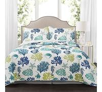 Lush Decor Coastal Reef Parure de lit 3 pièces Bleu Marine et Bleu