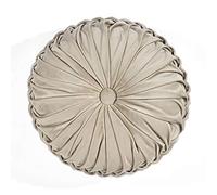 Lush Decor Coussin décoratif Rond en Velours Doux plissé, 38,1 cm de diamètre, Moelleux, pour siège, lit, canapé ou Chaise, Taupe