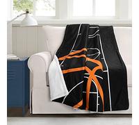 Lush Decor Couverture Sherpa pour Jeu de Basket-Ball, Noir et Orange, 152,4 x 127,2 cm