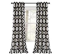 Lush Decor Diamond Ikat Room Darkening Window Curtain Panel Pair, 84" x 52" Noir, Noir, 84" x 52"