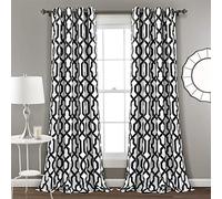 Lush Decor Edward Lot de 2 Rideaux occultants Motif Treillis Blanc et Noir 213,4 x 132,1 cm