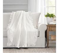 Lush Decor Ella Couverture en Dentelle à Volants Style Shabby Chic Blanc 152,4 x 127 cm