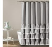 Lush Decor Ella Lace Ruffle Rideau de Douche, Polyester, Gris, W 72" x L 72" (1 Panels)