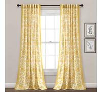 Lush Decor Emma Panneau de Rideau de fenêtre texturé jacobéen (Panneau Simple), 213,4 cm de Long x 132,1 cm de Large, Jaune