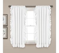 Lush Decor Reyna Lot de 2 Rideaux de fenêtre à Volants - 137,2 x 160 cm (l x L) - Blanc - Ensemble de Rideaux fluides - Rideaux à Volants romantiques pour Chambre à Coucher, Salon ou Salle à Manger -