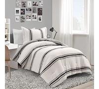 Lush Decor Farmhouse Parure de lit réversible 2 pièces en Coton à Rayures - Noir, lit jumeau XL