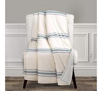 Lush Decor Farmhouse Plaid réversible en Coton à Rayures Gris foncé 152,4 x 127 cm