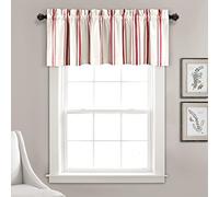 Lush Decor Farmhouse Stripe Yarn Dyed Recycled Cotton Window Curtain Valance, 18" L x 52" W, Red - Classic Modern Rustic Charm - Eco Friendly Cotton Fabric