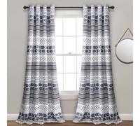 Lush Decor Hygge Geo Paire de Rideaux occultants pour fenêtre - 213,4 x 132,1 cm - Bleu Marine et Blanc - 132,1 cm de Large x 213,4 cm de Long
