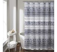 Lush Decor Hygge Geo Rideau de Douche Bleu Marine/Blanc 183 x 183 cm