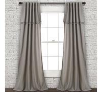 Lush Decor Ivy Paire de Rideaux de fenêtre à Pompons Gris 213,4 x 101,6 cm