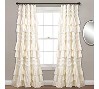 Lush Decor Kemmy Rideau | Panneau de fenêtre texturé à Volants de Style Shabby Chic pour Salon, Salle à Manger, Chambre à Coucher (Simple), 213,4 x 132,1 cm, Blush