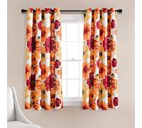 Lush Decor Leah Paire de Rideaux de fenêtre filtrant la lumière, 160 cm (L) x 132,1 cm (L), Rouge et Orange