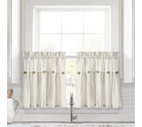 Lush Decor Lot de 2 Rideaux de fenêtre à Boutons en Lin Blanc cassé 73 x 61 cm