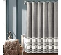 Lush Decor Nantucket Rideau de Douche à Franges en Coton Teint Gris 72 x 72 cm