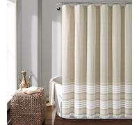 Lush Decor Nantucket Rideau de Douche en Coton Teint avec Franges à Franges Taupe 72 x 72 cm