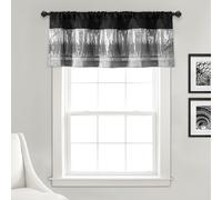 Lush Decor Night Sky Cantonnière Simple 132,1 x 45,7 cm (l x L), Noir et Gris - Rideau à Paillettes - Paillettes et Blocs de Couleurs - Cantonnière de Cuisine - Décoration Moderne et Glamour -