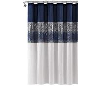 Lush Decor Night Sky Rideau de Douche en Polyester, Bleu Marine et Blanc, x 183 cm