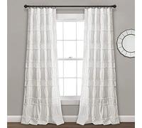 Lush Decor Nova Paire de Rideaux de fenêtre à Volants, 106,7 cm de Large x 213,4 cm de Long, Blanc
