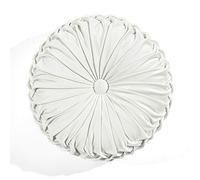Lush Decor Oreiller décoratif Rond plissé en Velours Doux, 38,1 cm, Blanc