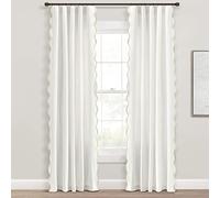 Lush Decor Paire de Rideaux de fenêtre à Bords festonnés Style côtier Chic, 132,1 cm de Large x 213,4 cm de Long, Gris et Blanc cassé