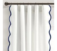 Lush Decor Paire de Rideaux de fenêtre à Bords festonnés Style côtier Chic, 132,1 cm de Large x 213,4 cm de Long, Gris et Blanc cassé