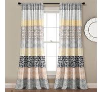 Lush Decor Paire de Rideaux de fenêtre à Rayures bohèmes, Jaune et Gris, 213,4 x 132,1 cm (L x l)