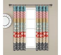 Lush Decor Paire de Rideaux de fenêtre à Rayures bohèmes, Turquoise et Orange, 132,1 cm de Large x 160 cm de Long, Rideaux filtrant la lumière pour Chambre à Coucher, décoration maximaliste