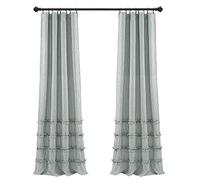 Lush Decor Paire de Rideaux de fenêtre en Coton Teint à Rayures Vintage, 213,4 x 101,6 cm, Bleu Denim