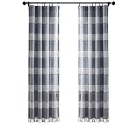 Lush Decor, Paire de Rideaux de fenêtre en Coton Teint rayé Bleu Marine 213,4 x 101,6 cm