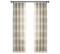 Lush Decor, Paire de Rideaux de fenêtre en Coton Teint rayé Taupe 213,4 x 101,6 cm