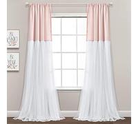 Lush Decor Paire de Rideaux de fenêtre en Tulle aux Couleurs contrastées, 213,4 x 101,6 cm (L x l) - Blush et Blanc