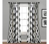 Lush Decor Paire de Rideaux de fenêtre filtrant la lumière du Milieu du siècle, Noir et Gris, 274,3 cm de Long x 132,1 cm de Large