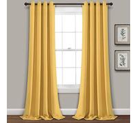 Lush Decor Paire de Rideaux de fenêtre occultants à Isolation Thermique avec œillets, l 132 cm x L 274 cm, Jaune, Design Moderne Classique et Chic, pour Salon, Chambre à Coucher ou Salle à Manger