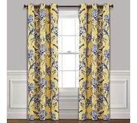 Lush Decor - Paire de Rideaux de fenêtre occultants à Isolation Thermique avec œillets - Motif Fleurs rustiques - Jaune et Bleu - 241 x 96 cm
